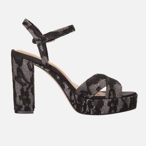 Chunky Vince Camuto New Years sparkle/lace heels